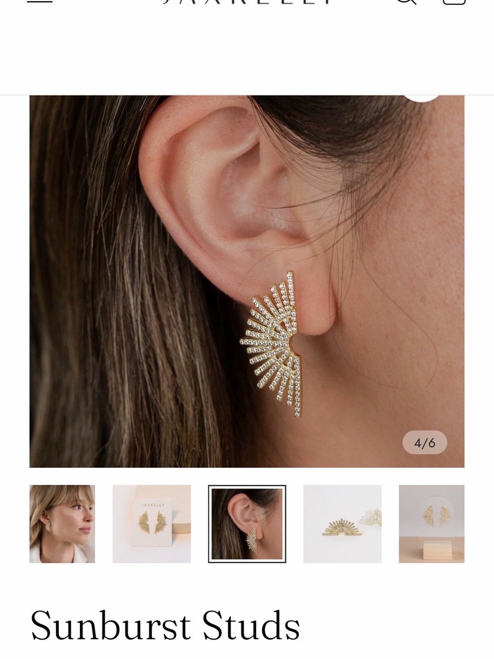Sunburst Stud Earrings in Gold - Picture 3 of 6